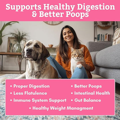 Wholistic Pet Organics Daily Cat & Dog Probiotics for Digestive Health, Anti Diarrhea & Gut Support - Probiotics for Dogs with Digestive Enzymes & Prebiotic Fiber - Cat Probiotic - 2 Oz - 57 Scoops