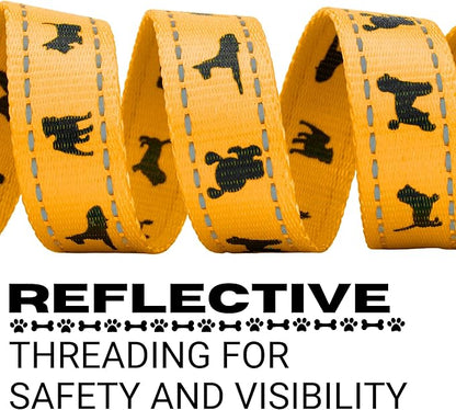 EcoBark Dog Leash - Soft & Reflective Comfort Leashes with Padded Handle - Soft, Strong, & Durable for Small, Medium or Large Dogs (Yellow)