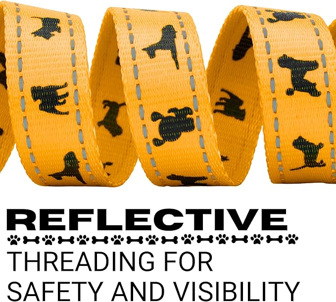 EcoBark Dog Leash - Soft & Reflective Yellow Comfort Leash with Padded Handle - Strong Durable Heavy Duty - Training and Pulling for Small, Medium or Large Dogs