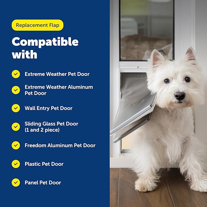 PetSafe Original Replacement Flap - Doggie Door Vinyl Replacement Flap for Sliding Glass Pet Door - Durable & Made with Non-Toxic Materials - 8 7/8" H x 5 1/8" W - Large