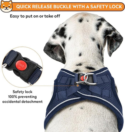 Dog Harness with Leash Set, No-Pull Step-in Reflective Pet Harness with 1 Leash Clips, Adjustable Soft Padded Easy Walk Dog Vest for Small Medium Large Dogs, Cats(Dark Blue, XLarge)