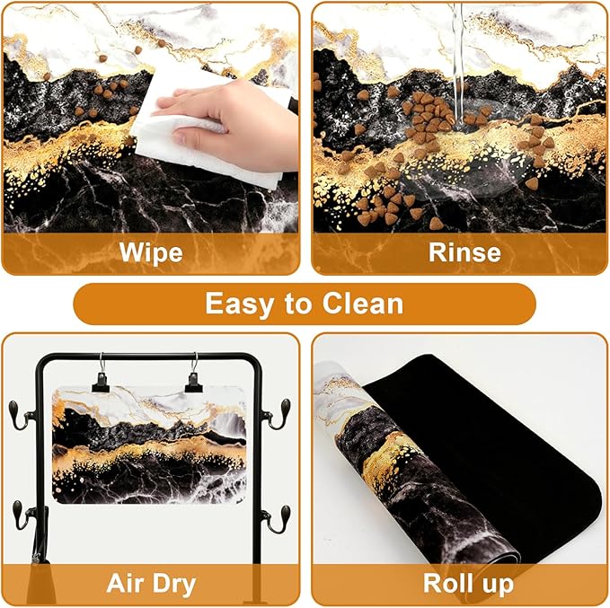 Dog Food Mats for Floors Waterproof Mat for Cat Food and Water Bowls - Absorbent Quick Dry Non Slip Mat for Pet Feeding
