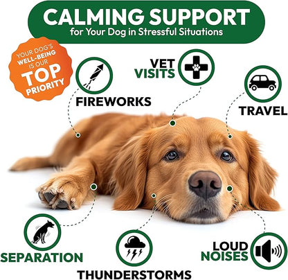 Hemp Calming Chews for Dogs - 170 Dog Calming Chews - Anxiety Relief Treats - Advanced Stress Relief Supplement, Separation Aid, Barking, Fireworks, Melatonin - Hip & Joint Support - Made in USA
