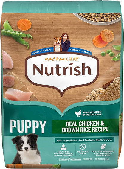 Nutrish Rachael Ray Dry Dog Food Puppy, Real Chicken & Brown Rice Recipe, 13 lb. Bag
