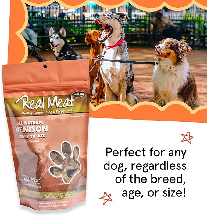 TRMC Real Meat Dog Treats - 12oz Bag of Bite-Sized Air-Dried Venison Jerky for Dogs - Grain-Free Jerky Dog Treats Made up of 95% Free-Range, Grass Fed Venison - Natural High Protein Dog Treats