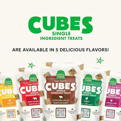 Open Farm Cubes, Freeze-Dried Raw, Single Ingredient Dog Treats, Chicken, 3oz Pouch