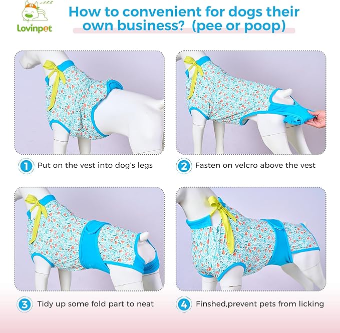 LovinPet Recovery Suit for Dogs: Dog Spay Recovery Suit Female Female & Male Anti-Licking Protection Full Body Coverage for Anti-Shedding