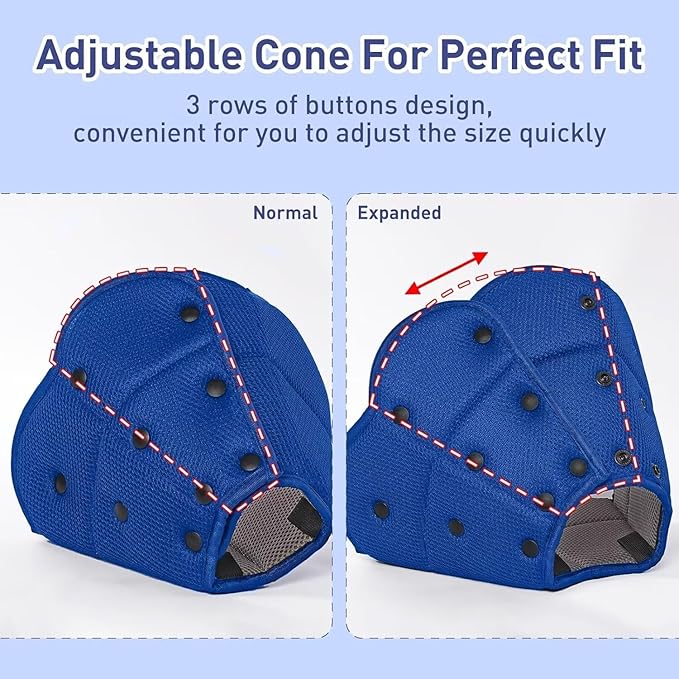 Soft Dog Cone Collar Alternative to Stop Licking,Comfort Recovery Collar for Large, Medium,Small Dogs,Adjustable Elizabethan Collar Alternative,Dogs Recovery Collar After Surgery,Blue,M