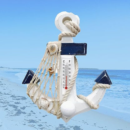 Anchor Thermometer with a Knob for Hanging - Nautical Wall Temperature Gauge - Home - Beach House - Lakeside Cabin - 5.875" H X 4.75" W