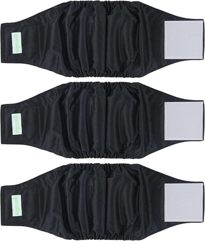 Wegreeco Washable Male Dog Belly Wrap - Pack of 3 - (Black, Black, Black, Large)