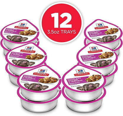 Hill's Science Diet Adult 1-6 Small & Mini Wet Dog Food, Beef & Vegetables, 3.5 oz. Trays, 12-Pack