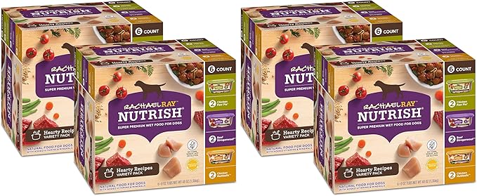 Nutrish Rachael Ray Wet Dog Food Variety Pack Hearty Recipes, six (6) 8 oz Tubs 2 Count (Pack of 24)