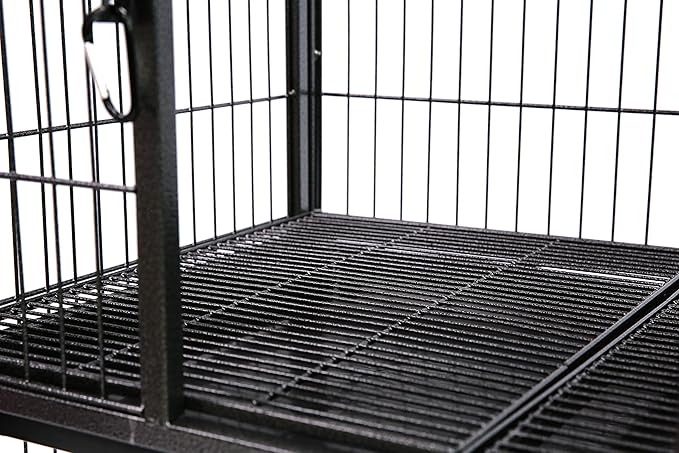 Homey Pet 31 Inch Two Tiers Heavy Duty Dog Crate Cage Kennel with Four Lockable Wheels, Removable Tray, Escape Proof Wire Drop Dog Crates for Small Dogs