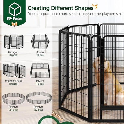 Yaheetech Dog Playpen Outdoor, 40 inch 32 Panels Dog Pen Indoor Heavy Duty Puppy Exercise Pen Metal Pet Fence for RV Camping/Yard/Garden