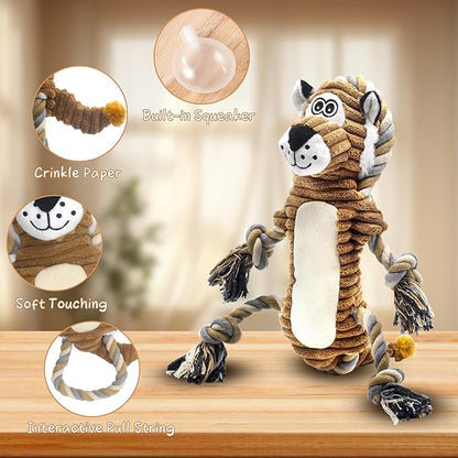 BUYPOW Dog Toys for Large Dog - Plush Squeaky Medium & Small Dog Toys (3pack Monkey & Patypus)