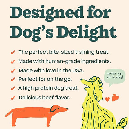 WOOF Love Nuggets, Made in the USA Dog Treats for Training, Jerky for Dogs, Bite-Sized Beef Training Treats