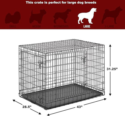 MidWest Homes for Pets Ultima Pro Heavy-Duty 42-Inch Dog Crate, Ultra-Strong Steel Double Door Pet Cage for Large Breeds, Accessories Included