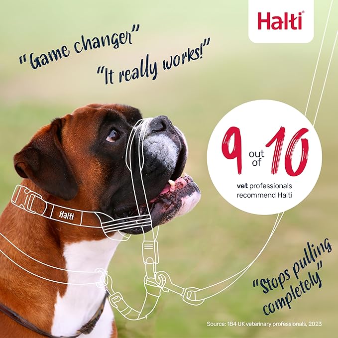 Halti Optifit Headcollar - Stop Your Dog Pulling on the Leash. Adjustable, Reflective and Lightweight, with Padded Nose Band. Dog Training Anti-Pull Collar for Large Dogs (Size Large)