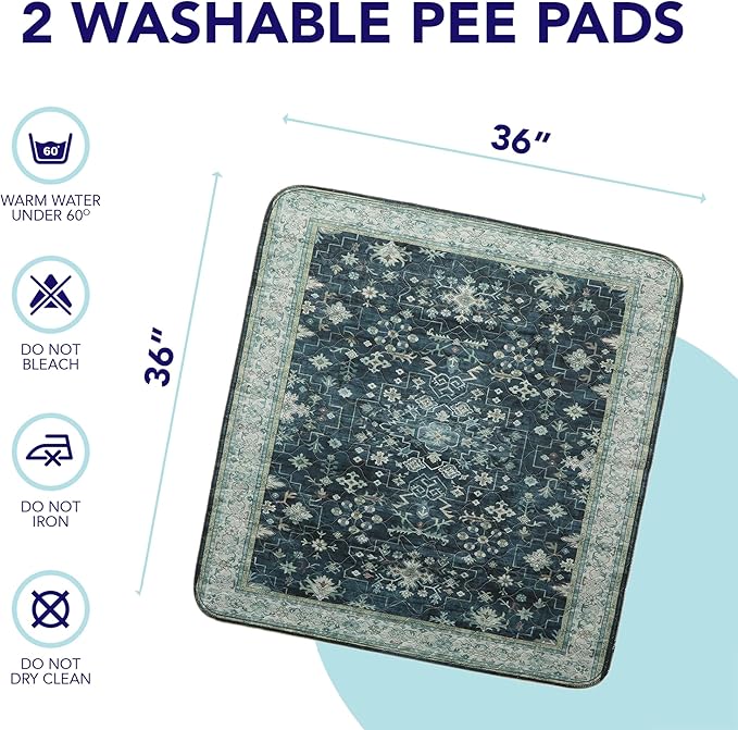 PUPIBOO Washable Pee Pads for Cats & Dogs - Super Absorbent Reusable Cat Litter Mat & Puppy Training Pad - 100% Waterproof, Leak-Proof & Non-Slip Whelping Pads for Pet Housebreaking