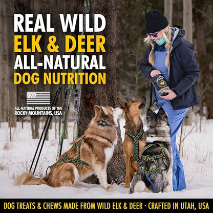 MOUNTAIN WILD Venison Jerky Training Treats for Dogs – Elk & Deer Meat Protein Dog Treat High-Value Reward – All-Natural, No Fillers, Grain-Free, No Artificial Preservatives – 8 oz (3 Pack)