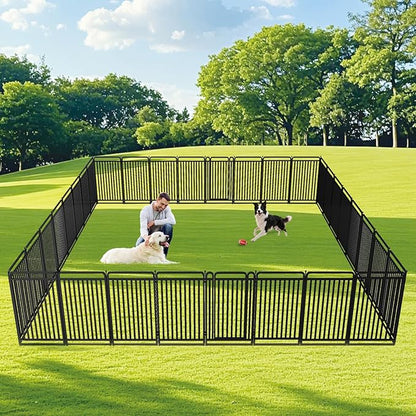 New Thickened Version Dog Playpen, 40 Inch Dog Fences for The Yard, Portable Outdoor Dog Playpen for Large/Medium/Small Dogs, Foldable Metal Dog playpen, with Doors (32 Panels, 40 Inch)
