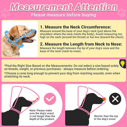 Dog Cone to Stop Licking, Clear Recovery Collar with Detachable Zipper, Sturdy Elizabethan Collar for Large Medium Small Dogs, Soft Adjustable Cone After Surgery Patented, Hot Pink XL