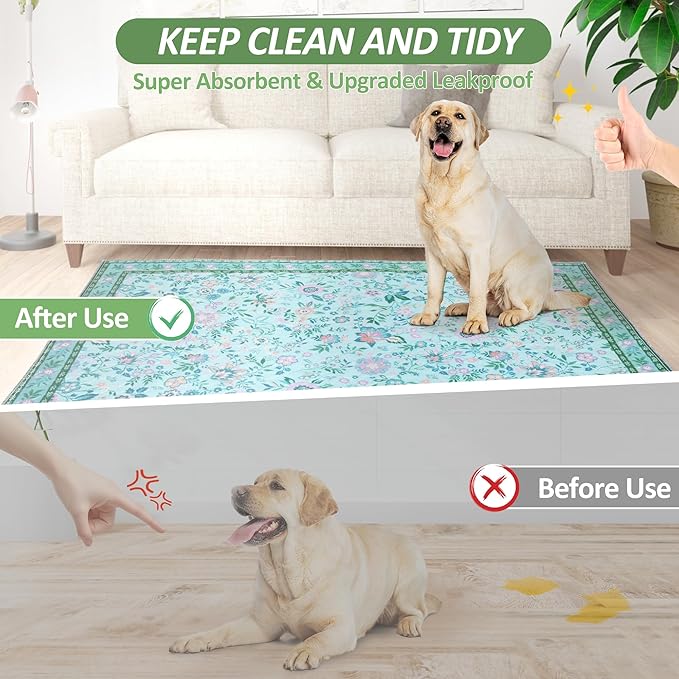 Washable Pee Pads for Dogs, 2Pack Reusable Puppy Pads Dog Potty Training Pads, Flower Waterproof Dog Pee Pads Mat , Whelping Pad, Non-Slip Protects Against Urine Leakage,36"x 36"