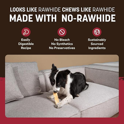 Earth Animal No Hide Strips - Natural Rawhide Free Dog Chew Strips, Beef - 16 Count