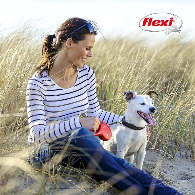 FLEXI New Classic Tape Retractable Dog Leash for Large Dogs Upto 110 lbs. – 16 ft., Black | Tangle Free Pet Walking Leash with One-Handed Brake, Pause, Lock|German Quality Product
