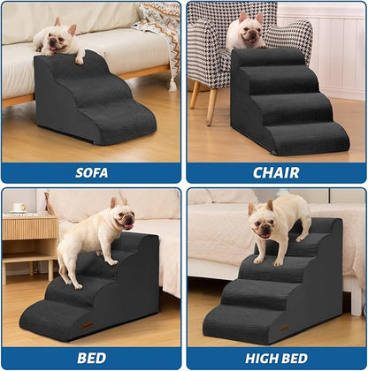 Aodisman 3-Step Dog Ramp and Stairs for Sofa and Chair - Non-Slip Sturdy Pet Steps for Small Dogs and Cats,15.7" H,Black