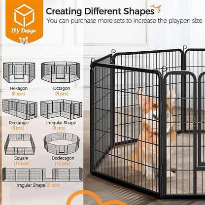 Yaheetech Dog Playpen Outdoor, 32 inch 32 Panels Dog Pen Indoor Heavy Duty Puppy Exercise Pen Metal Pet Fence for RV Camping/Yard/Garden