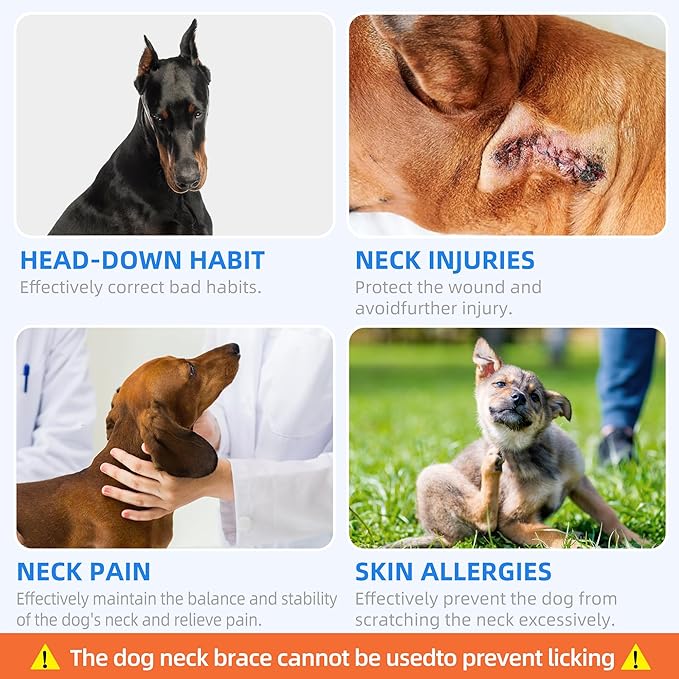 Dog Neck Brace for Pet After Surgery Recovery Adjustable Breathable Neck Cervical Cone，Dog Cone Collar Recovery Head Cone for Small Medium Dogs Puppies Kittens with Spinal IVDD Lssues (Gray,S)