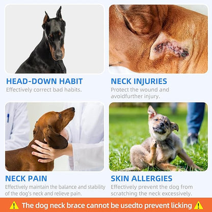 Dog Neck Brace for Pet After Surgery Recovery Adjustable Breathable Neck Cervical Cone，Dog Cone Collar Recovery Head Cone for Small Medium Dogs Puppies Kittens with Spinal IVDD Lssues (Gray,XS)