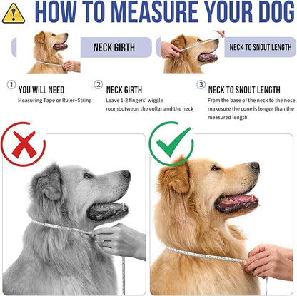 OneTigris Depth Adjustable Soft Dog Cone Collar for Medium Large Dogs After Surgery, Recovery for Small Dogs, Lightweight Elizabethan Collar for Dog to Stop Licking (Blue, M)