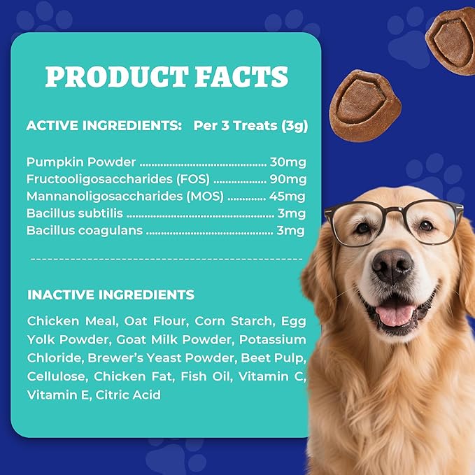 Wellix 260 Bites Probiotics for Dogs - Dog Probiotics and Prebiotics with Pumkin - Improve Digestive Health, Allergies and Itchy Skin Relief Natural Gut Health Supplements for Small Medium Senior Dog