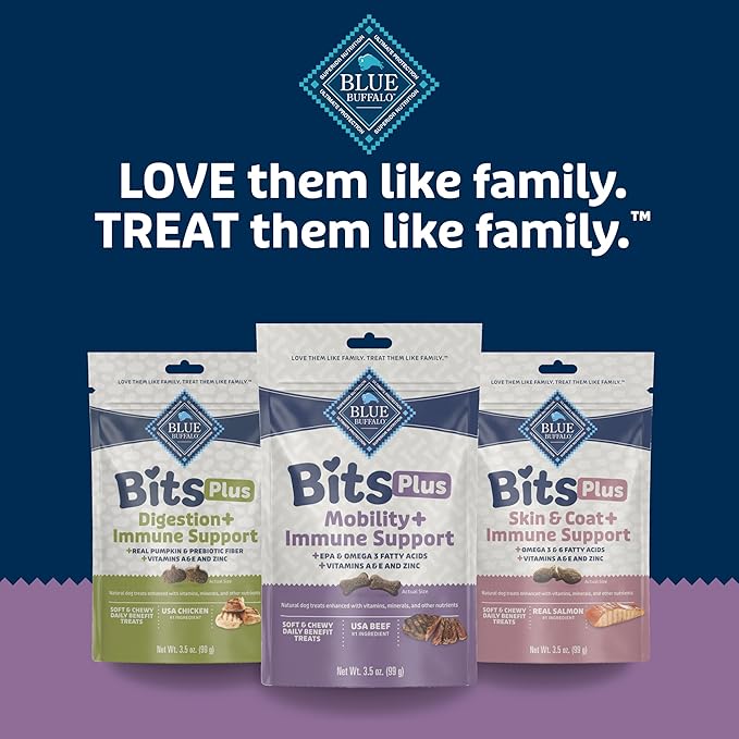 Blue Buffalo Blue Bits Plus Mobility and Immune Support Soft Dog Treats, Beef, 3.5-oz. Bag (Pack of 2)