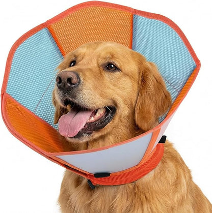 Cone for Dogs, Soft Dog Cone for Medium Large Dogs, Dog Cones Collar After Surgery to Stop Licking, Adjustable Pet Cones Alternative with Double-Layer Design, Orange L