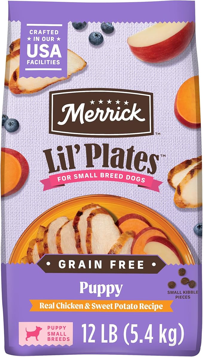 Merrick Lil’ Plates Premium Grain Free Dry Puppy Food for Small Dogs, Real Chicken and Sweet Potato Kibble - 12.0 lb. Bag