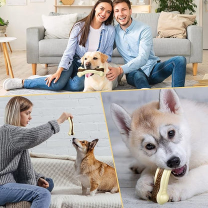 Sosation 3 Pack Chew Toys for Aggressive Chewers, Bone Toys Nylon Beef Flavor Dog Teething Toys for Large/Medium/Small Puppies Breeds(Large, Curved Bone)