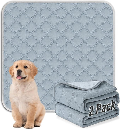 FunFurry Washable Pee Pads for Dogs - 2 Pack Reusable Pee Pads with Dog Paw Shape Non-Slip Backing (Light Grey, 36" X 36")