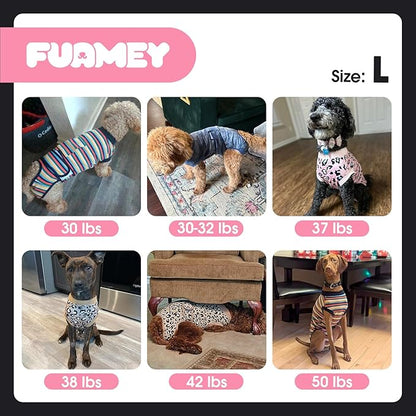 FUAMEY Surgery Recovery Suit for Large Dogs,Dog Surgery Suit Female Spay Male Dogs Neuter Recovery Shirt Dog Onesie Anti Licking Abdominal Wounds Pet Bodysuit Skin Conditions Rose Dye L