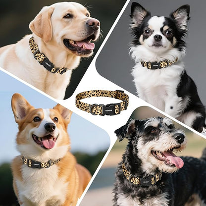 Kazazoo Dog Collar Cute and Soft Nylon Puppy Collar for Boy and Girl, Adjustable Dog Collars for Small Medium Dogs, Brown Leopard-XS