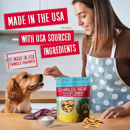Charlee Bear Original Crunch Dog Training Treats, Liver Flavor, 3 Calories Each, Low Calorie Natural Rewards for Puppies to Adult Dogs, Made in USA, 16 oz (6-Pack)