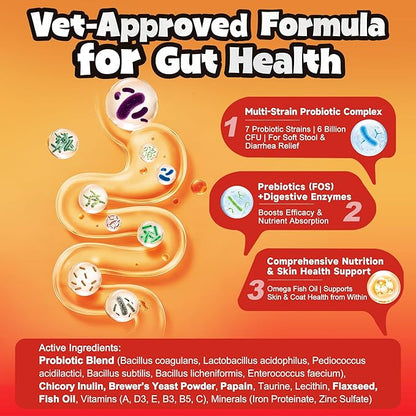 Probiotics for Dogs - Improve Gut Health, Digestive, Immunity, Yeast Balance, Solid Stool - with Prebiotics - Reduce Diarrhea, Gas, Bad Breath, Constipation, Allergy - Ideal for Senior Dogs (5+ Years)