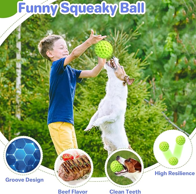 Indestructible Squeaky Dog Balls, Interactive Dog Toys for Aggressive Chewers Large Breed for Relieving Anxiety, Dog Chew Toys Balls for Aggressive Chewers, Outdoor Dog Toys Dog Water Toys