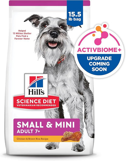 Hill's Science Diet Adult 7+ Small & Mini Dry Dog Food, Chicken & Brown Rice, 15.5 lb. Bag