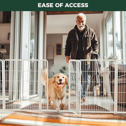 FXW Dog Gate Extra Wide Designed for Indoor Use, Adjustable Width Up to 111-inch Wide (40" H 4 Wire Panels for Medium and Large Dogs), White