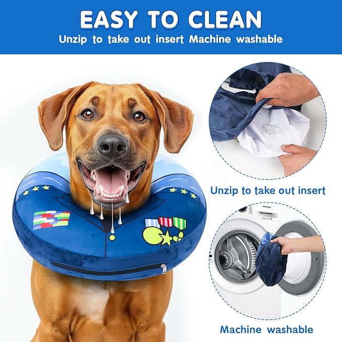 Soft Dog Cone Alternative - Adjustable Recovery Collar for Post-Surgery, Neck Donut E-Collar for Small Medium Large Dogs, Comfy Elizabethan Substitute，M 8"-13"