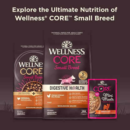 Wellness CORE Small Breed Mini Meals Chunky in Gravy Adult Wet Dog Food, Grain Free, Natural, Chicken Entrée Recipe, 3 oz, Pack of 12 Pouches