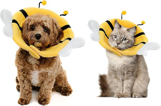 Soft Small Dog/Puppy/Cat Cone | Cute Bumblebee Cone for Small Dogs, Puppies & Cats After Surgery, Wound Care, Spay & Neuter | Dog Recovery Cones & Collars | 100% Polyester (Small)